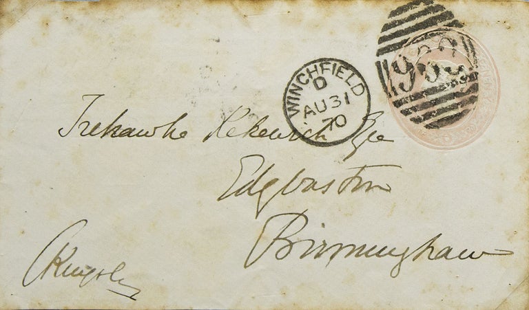 Item #253083 Accomplished envelope in his hand, signed C.[has] Kingsley. Charles Kingsley.
