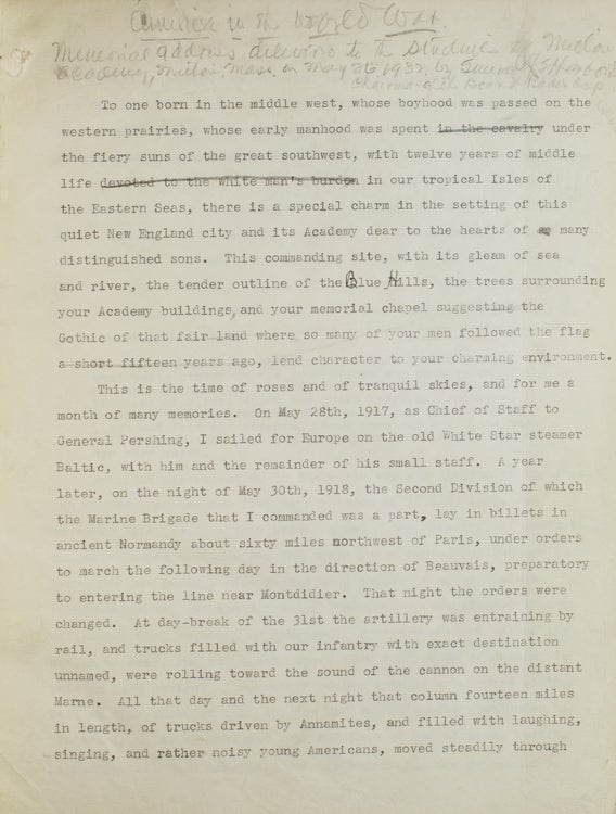 Original Typescript of AMERICA IN THE WORLD WAR