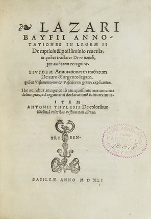 Item #253975 Annotationes in legm II. De captivis & postliminio reversis, in quibus tractatur...