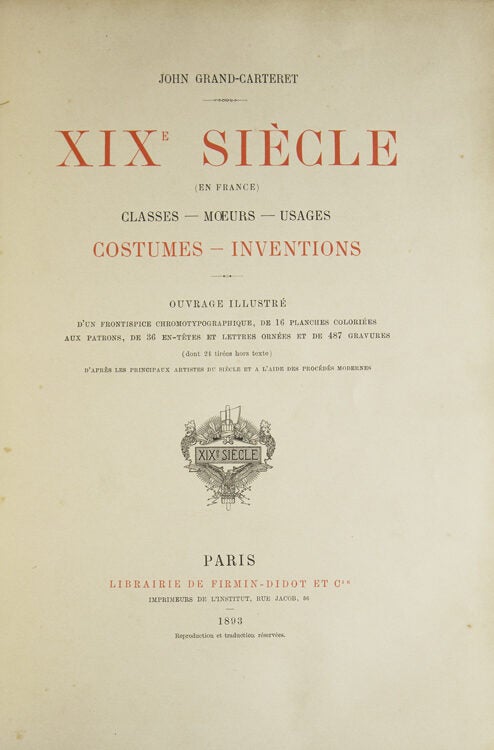 XIXe Siècle (en France) Classes-Mœurs-Usages