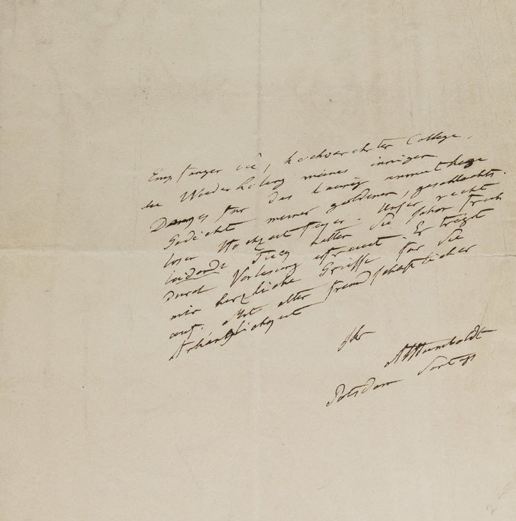 Item #254453 Autograph Letter, signed (" A. Humboldt"). In German 10 lines. Alexander von Humboldt.
