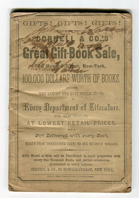 Cornell & Co.'s Great Gift-Book Sale...100,000 dollars worth of books...to be sold at Lowest Retail Prices and a Gift Delivery with Every Book
