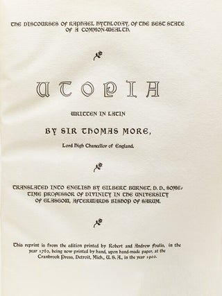 Item #255718 The Discourses of Raphael Hythoday of the Best State of the Common-Wealth. Utopia...
