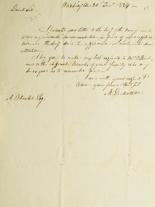 Item #256308 ALS. To A. Blecker, Esq.. About an appointment sent to Sec. of the Navy and his...