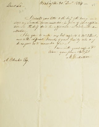 Item #256308 ALS. To A. Blecker, Esq.. About an appointment sent to Sec. of the Navy and his...