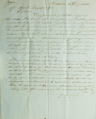 Item #256325 Autograph Letter, signed, to Barto. Parodi [?], in Genoa. Giuseppe Lella