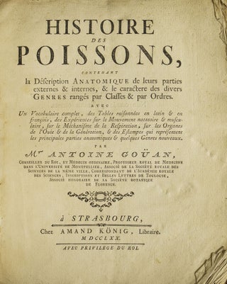 Item #256784 Histoire des Poissons, contenant la description Anatomique de leurs parties externes...