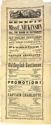 Item #256944 Broadside advertising "Old English Gentleman for the Benefit of Miss C. Nickinson...