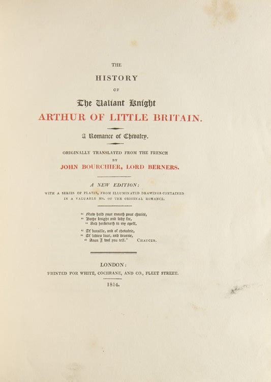 The History of the Valiant Knight Arthur of Little Britain