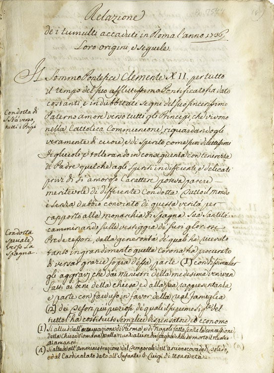 Item #257005 Collection of 6 manuscripts relating to the anti-Spanish riots in Rome in March, 1736. Naples, the Two Sicilies.