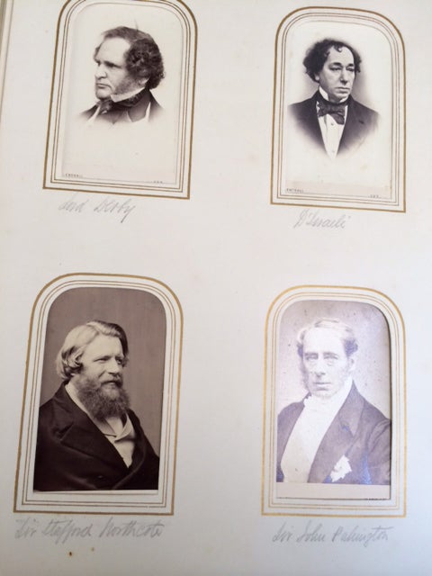 Carte-de-visite photographic album with portraits of Queen Victoria and her children, Prime Ministers and MPs and other notable figures