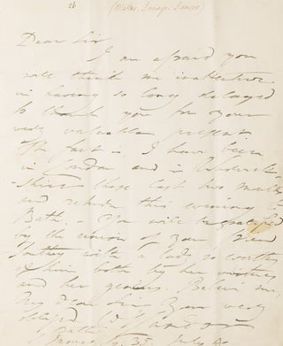 Item #258142 Autograph Letter, signed (“W.S. Landor”) to Joseph Cottle, Bristol. Walter...