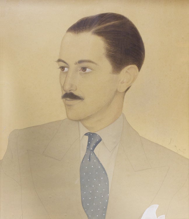 Portrait of a man: pencil, gouache and watercolor on board, signed, right, and dated “'41”