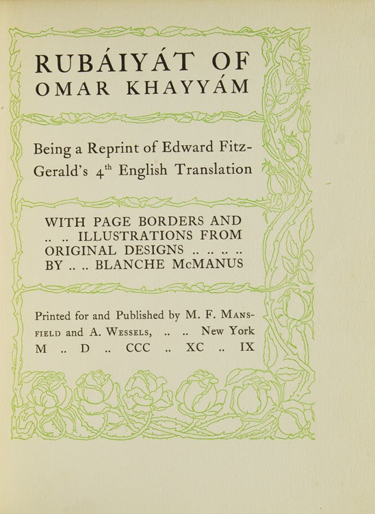 Rubáiyat of Omar Khayyám. Being a Reprint of Edward FitzGerald's 4th English Translation