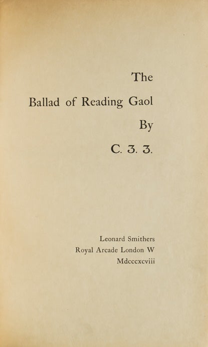 The Ballad of Reading Gaol. By C.3.3