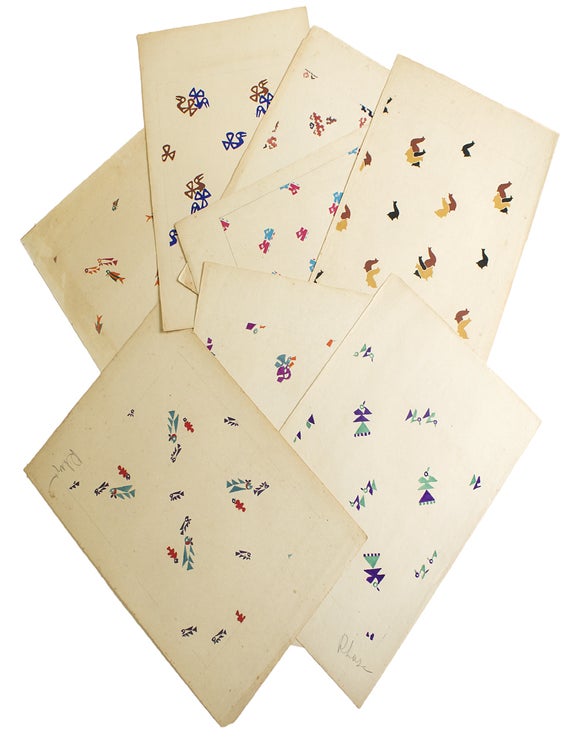 Original fabric design: gouache on paper, signed Luza in lower margin