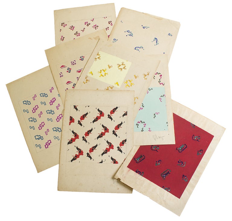 Original fabric design: gouache on paper, signed Luza in lower margin