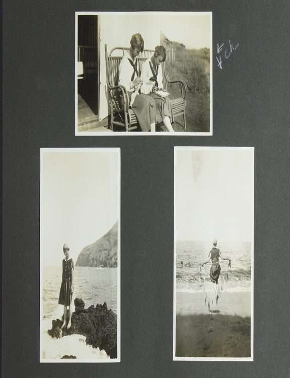 Photograph album. Catallina Island, Grand Canyon, and Wild Turkey Hunting in the Tonto basin, Arizona. [Cover title in white crayon:] Catalina, Tonto, Romer, Girls