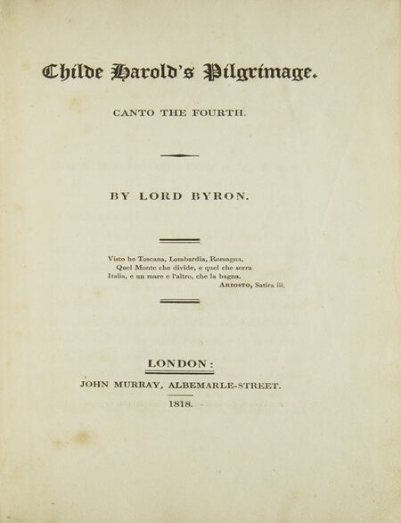 Childe Harold's Pilgrimage. Canto the Fourth