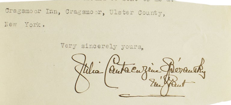 A collection of four letters signed ("Julia Cantacuzène Spiransky nee Grant") to Cyrus H.K. Curtis ("Dear Mr. Curtis"), and one clipped signature