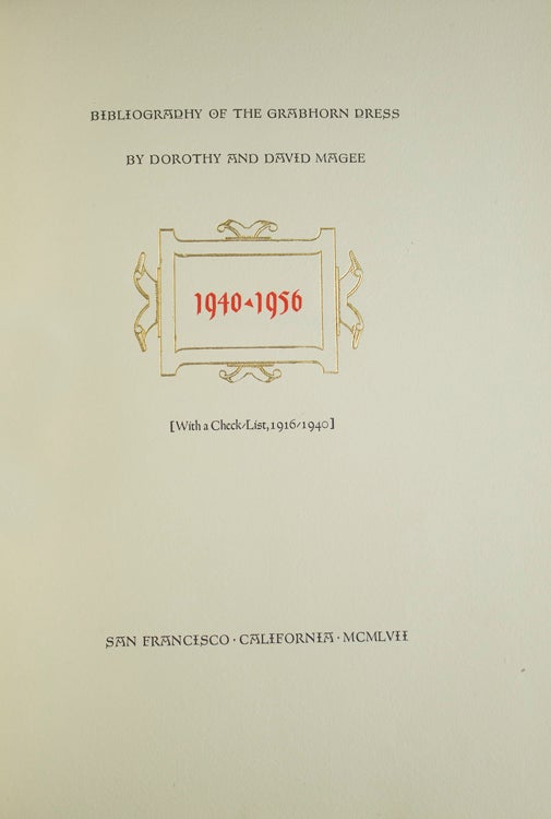 Bibliography of the Grabhorn Press, 1940-1956