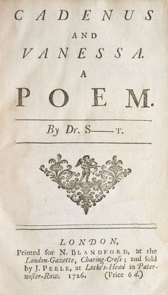 Item #260186 Cadenus and Vanessa. A poem. By Dr. S—t. Jonathan Swift