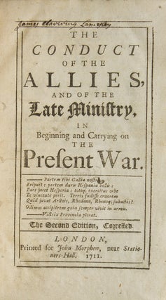 Volume of pamphlets by Swift and others, formed by a contemporary collector, relating to his Conduct of the Allies (1711) and Some Remarks on the Barrier Treaty (1712)