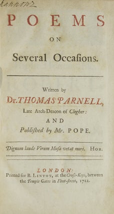 Item #260364 Poems on Several Occasions … and Published by Mr. Pope. Thomas Parnell