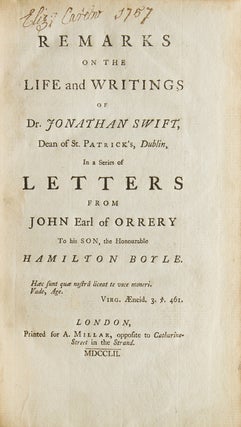 Item #260433 Remarks on the Life and Writings of Dr. Jonathan Swift ... In a Series of Letters...