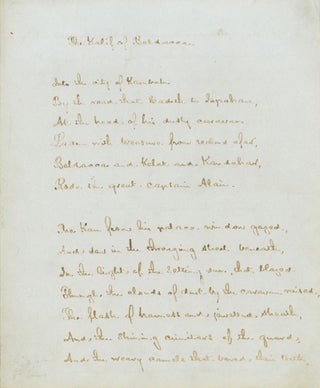 Item #260612 Autograph Manuscript, signed and dated, of his poem of “The Kalif of Baldacca”....