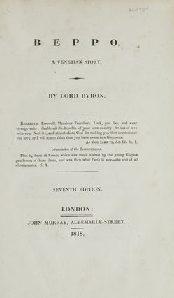 Item #260784 Beppo, A Venetian Story. Lord Byron, George Gordon