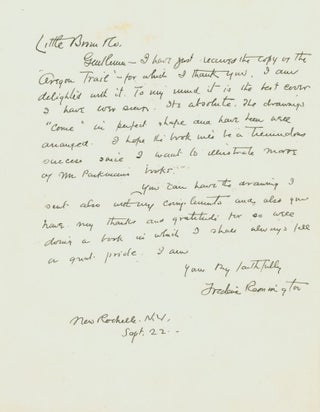 Item #260878 Autograph Letter, signed (“Frederic Remington”), to his publishers, Little,...