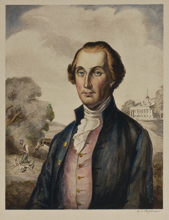 “FATHERS OF AMERICAN SPORT”. The ORIGINAL SIX WATERCOLORS of this famous Derrydale Press set, signed by the artist “R.L. Boyer”. Together with a set of PROOFS BEFORE LETTERS, with what is evidently the artist's modelling and coloring, each signed by him in pencil (one, unsigned, is in print state, with legend engraved in lower margin)