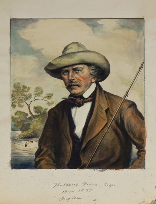 “FATHERS OF AMERICAN SPORT”. The ORIGINAL SIX WATERCOLORS of this famous Derrydale Press set, signed by the artist “R.L. Boyer”. Together with a set of PROOFS BEFORE LETTERS, with what is evidently the artist's modelling and coloring, each signed by him in pencil (one, unsigned, is in print state, with legend engraved in lower margin)