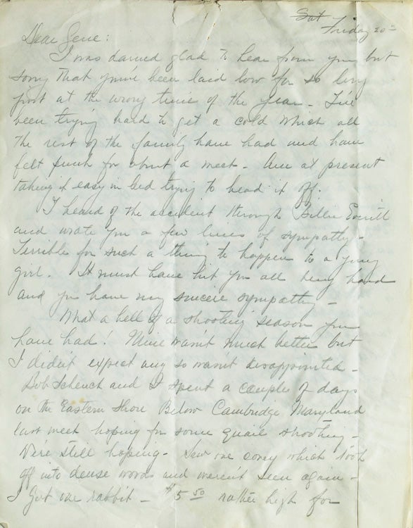 Item #261124 A FINE GROUP OF 6 AUTOGRAPH LETTERS SIGNED (“JACK”) FROM A.B. FROST'S ARTIST SON JOHN TO EUGENE V. CONNETT, A TOTAL OF 23 PAGES. Derrydale Press, John Frost.