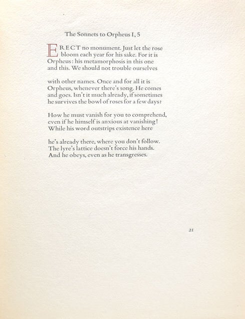 Holding Out. Poems Rendered from the German of Rainer Maria Rilke by Rika Lesser. With a Note by Richard Howard