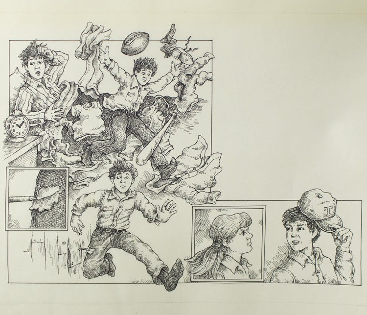 30 pen and ink illustrations for the children's book "Dangerous Fortune" by Norman Borisoff