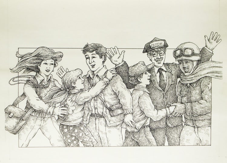 30 pen and ink illustrations for the children's book "Dangerous Fortune" by Norman Borisoff