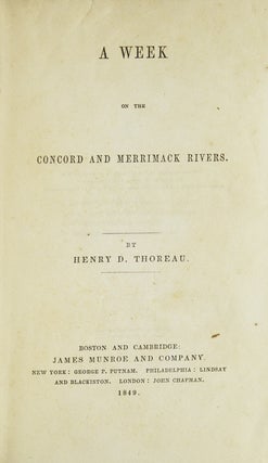 Item #261635 A Week on the Concord and Merrimack Rivers. Henry David Thoreau