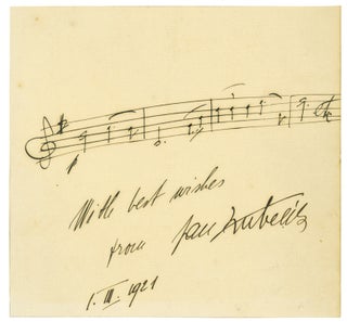 Item #261810 Autograph musical quotation, inscribed (“With best wishes, from Jan Kubelík”)....