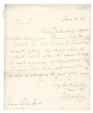 Item #261859 Autograph Letter, signed (“T.F. Dibdin”), to Francis Freeling. Thomas Frognall...