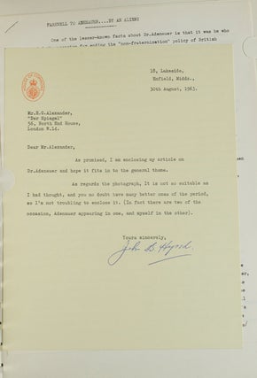 Abschied Von Konrad Adenauer. 42 Briefe