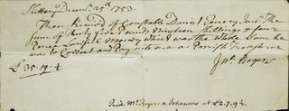 Item #262857 Receipt from Kittery, Maine (then part of Masachusetts) for December 25, 1753 to...