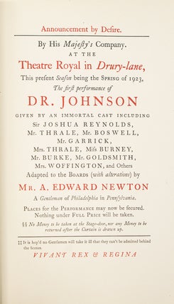 Item #262983 Doctor Johnson, A Play. Samuel Johnson, A. Edward Newton