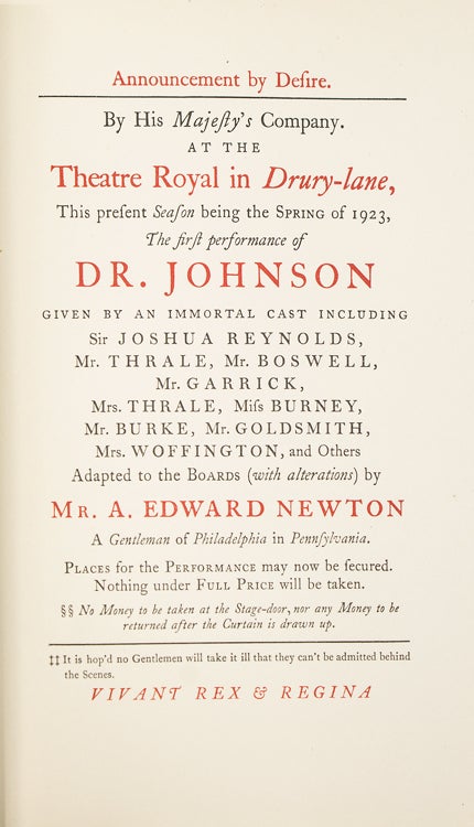 Item #262983 Doctor Johnson, A Play. Samuel Johnson, A. Edward Newton.