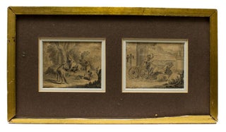 Item #263095 Two unidentified small wash drawings. Hubert François? Gravelot