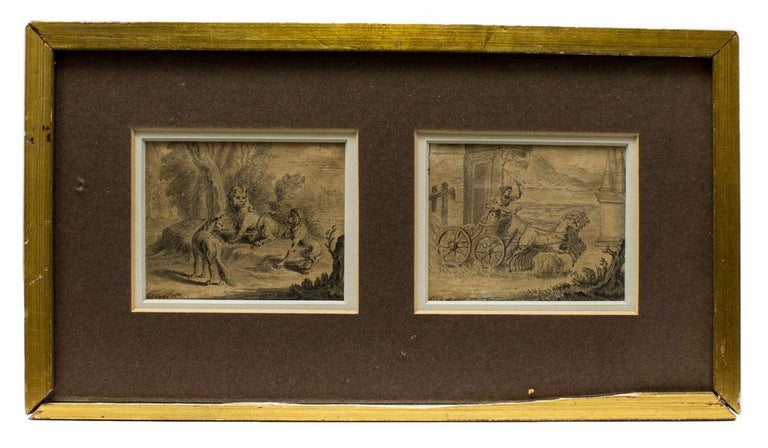 Item #263095 Two unidentified small wash drawings. Hubert François? Gravelot.