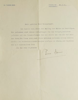 Item #263154 Typed Letter, Signed, to Alfred Eisenstaedt, on Munich letterhead, thanking him for...