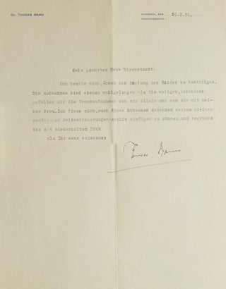 Item #263154 Typed Letter, Signed, to Alfred Eisenstaedt, on Munich letterhead, thanking him for...