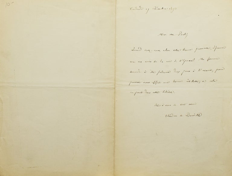 Item #263234 Autograph letter, signed, to “mon cher Paul”. Theodore de Banville.